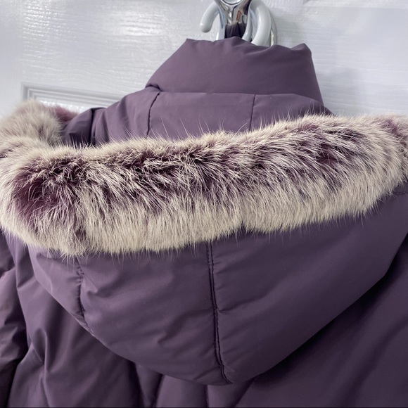 Purple Light-weight Down Coat with Real Fur Trimmed Hood Size XS IGLU Canada - Picture 8 of 12